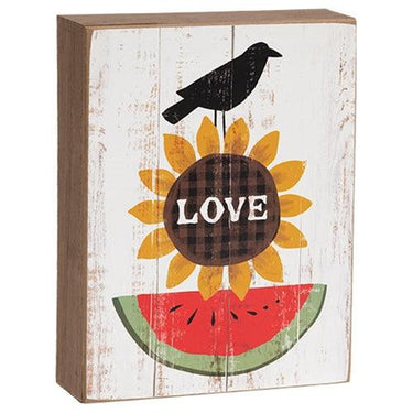 Crow Love Sunflower & Watermelon Box Sign - The Fox Decor